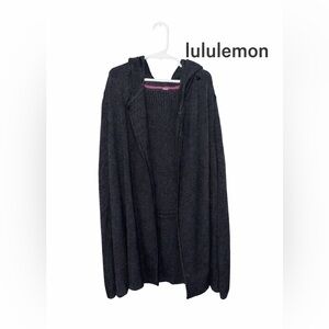 Lululemon Ribbed Knit Hooded Open Front Cardigan Medium